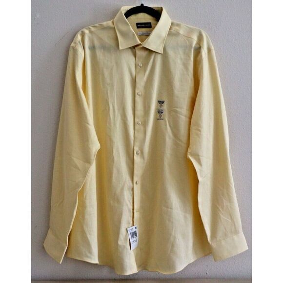 Michael Kors Men's Sz 17.5 34/35 Yellow Airsoft Non-Iron Performance Dress Shirt - Picture 1 of 5